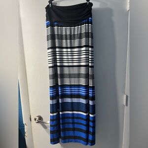 Apt.9 - Striped Blue and Black Maxi Skirt